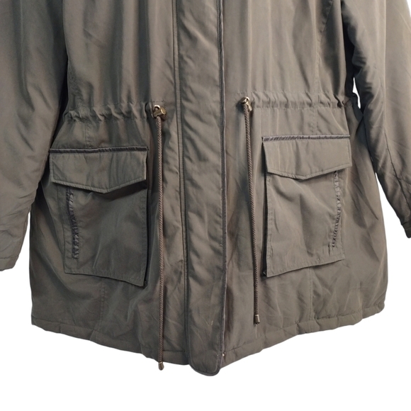 Lane Bryant Coat Women's Green Faux Fur Trimmed Parka Coat Size 18/20 - Picture 5 of 11